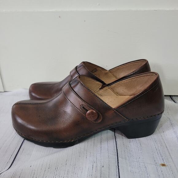 Dansko Size 42 Solstice Brown Brush Off Leather Shoes Slip-On Workwear Comfort - Picture 4 of 10